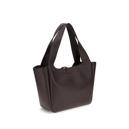 Saint Laurent Brown Lamb Ovis Aries Aries Shoulder Bag with leather tab closure and iconic Cassandre detail.