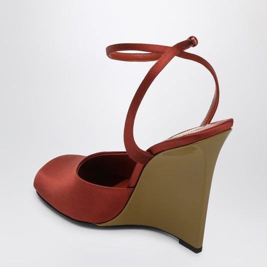 Saint Laurent Zeppe La Scandale in satin rust color LDin,Spring - Summer 2025,Women,Women > Shoes,Women > Shoes > Sandals,Yes Eu Saint Laurent 8180079QNAO/Q_YSL-6303_500
