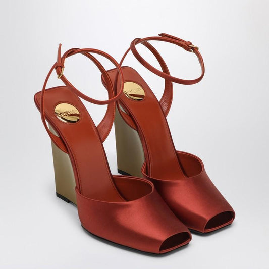 Saint Laurent Zeppe La Scandale in satin rust color LDin,Spring - Summer 2025,Women,Women > Shoes,Women > Shoes > Sandals,Yes Eu Saint Laurent 8180079QNAO/Q_YSL-6303_500