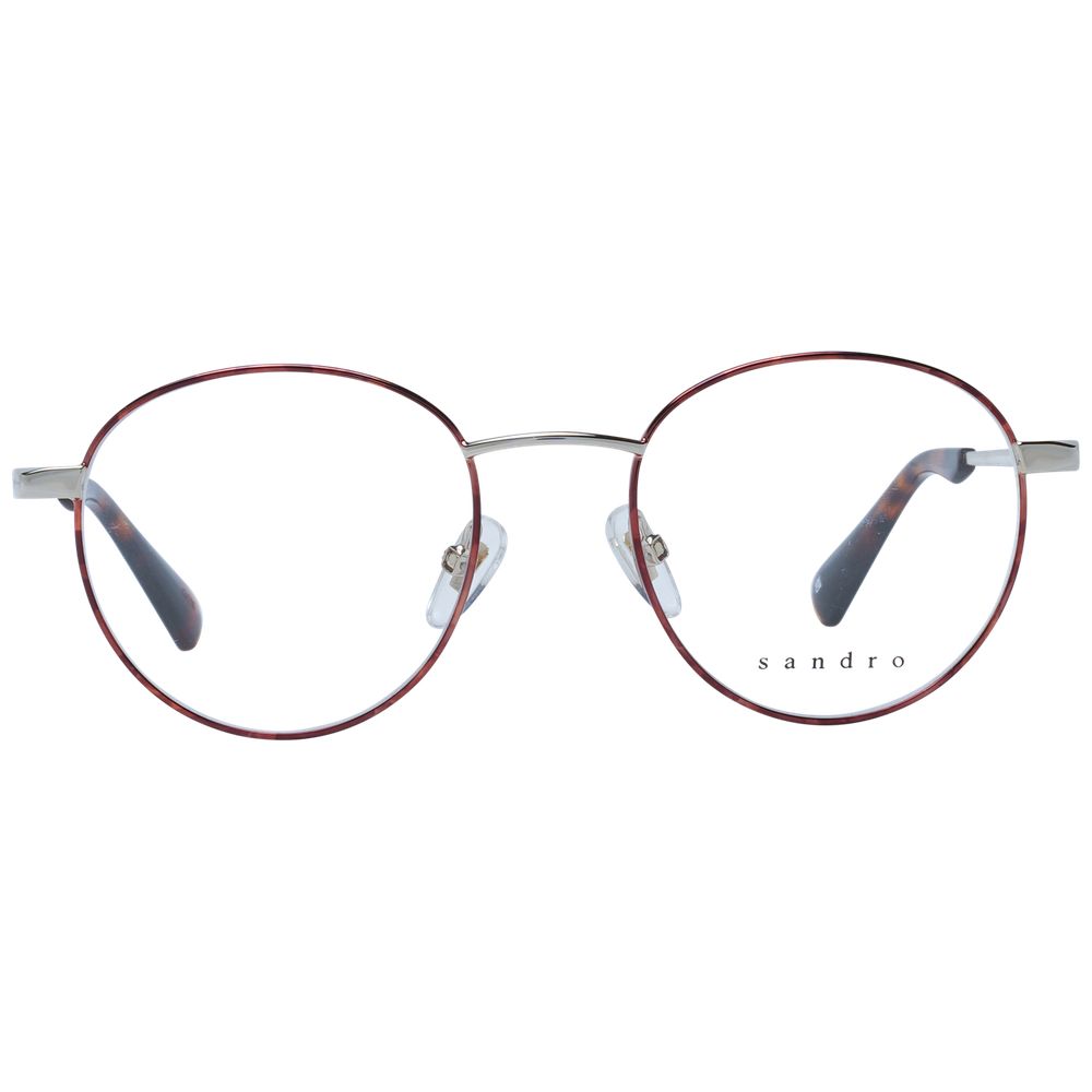 Sandro Red Men Glasses Frame, stainless steel full-rim round design with demo lenses, size 48-19-140.