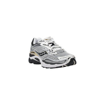 Saucony Gray Mesh Athletic Sneakers with sporty round toe and lace-up design for optimal performance and comfort.