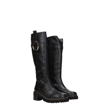 See By Chloé Black Leather Over The Knee