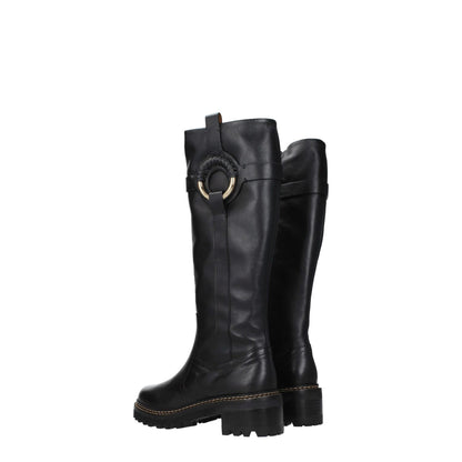 See By Chloé Black Leather Over The Knee