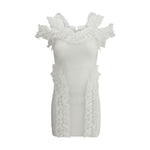 Self-Portrait Knit Ruffle mini Dress SE-SS25CK009SWWHITE-6