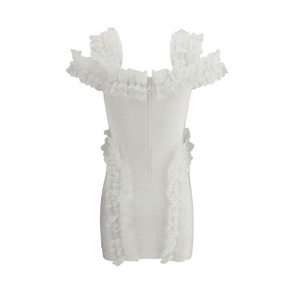 Self-Portrait Knit Ruffle mini Dress SE-SS25CK009SWWHITE-6