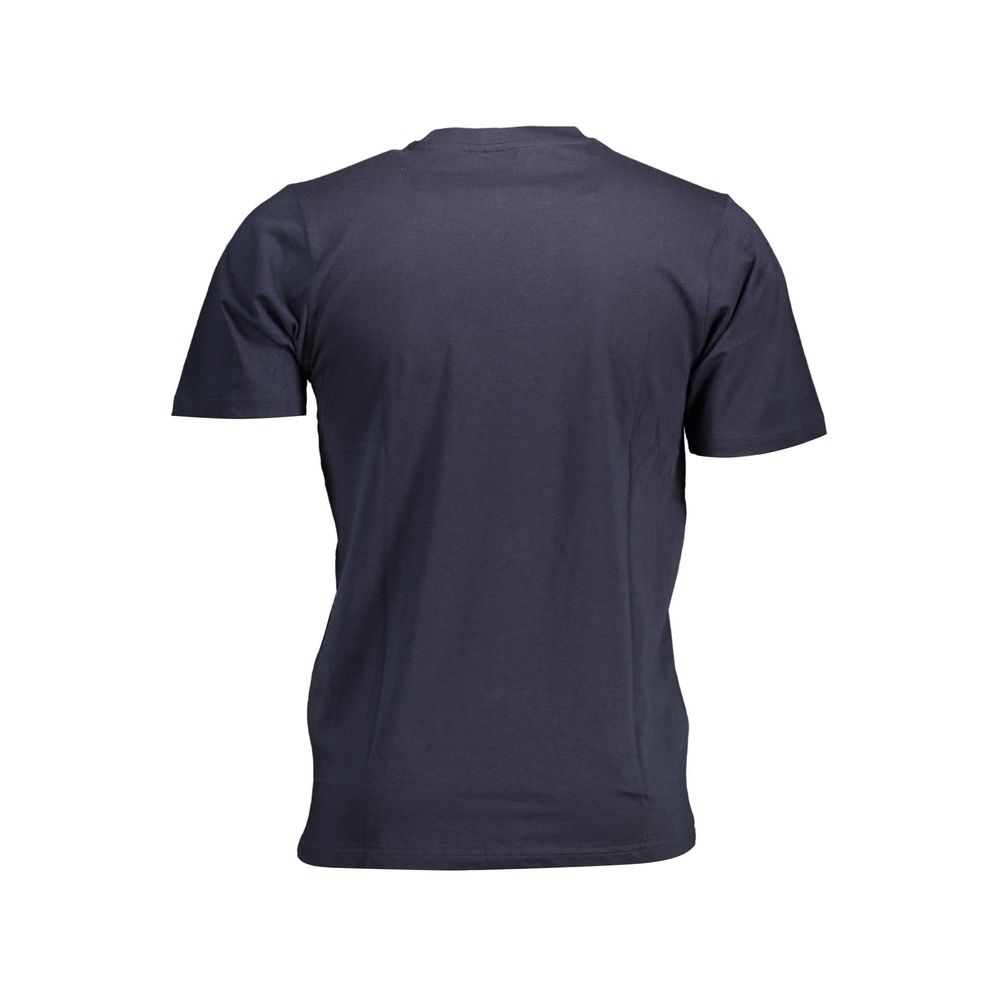 Back view of Sergio Tacchini Blue Cotton Men T-Shirt, showcasing premium cotton fabric and casual luxury design.