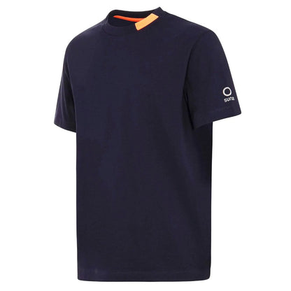 Suns Blue Cotton T-Shirt in dark blue, featuring stretch technical fabric and branded paolo tag, ideal for casual wear.