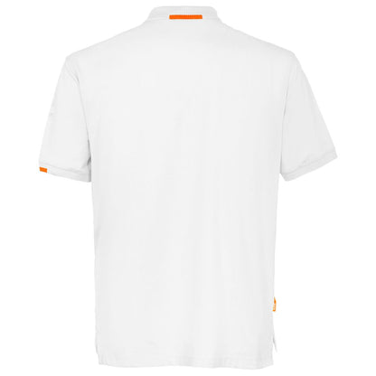 Back view of Suns White Cotton Polo Shirt showcasing short sleeves and collar.