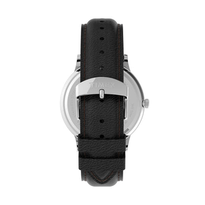 Back view of TIMEX WATCHES Mod. TW2U88600 with black leather strap and stainless steel buckle