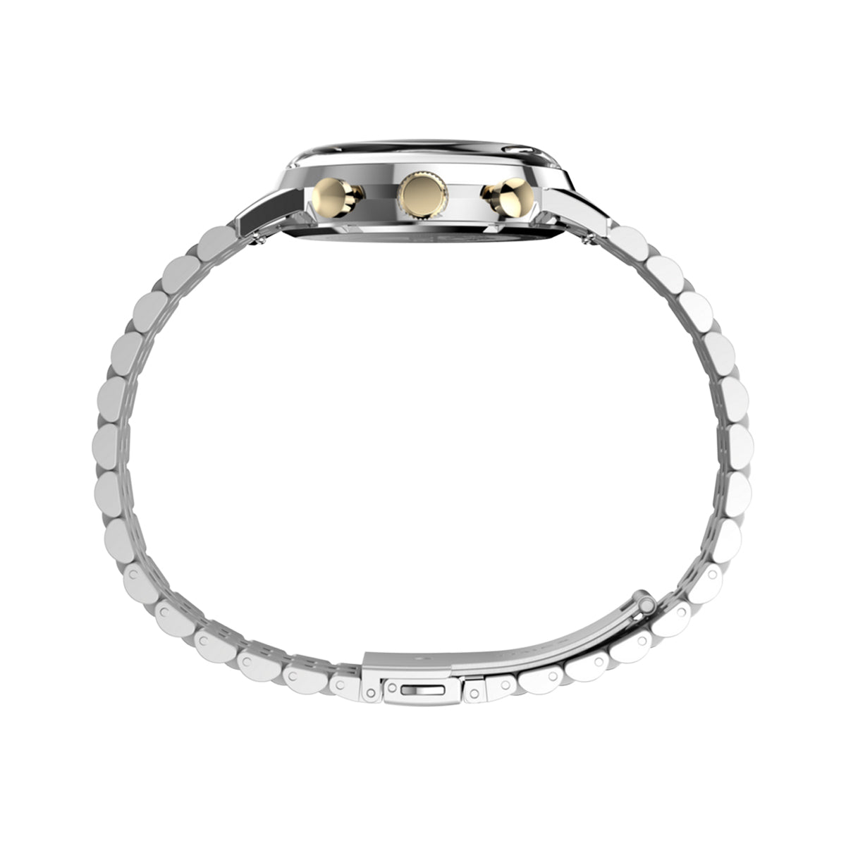 Side view of TIMEX WATCHES Mod. TW2W60100 showcasing silver and gold accents.