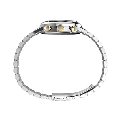 Side view of TIMEX WATCHES Mod. TW2W60100 showcasing silver and gold accents.
