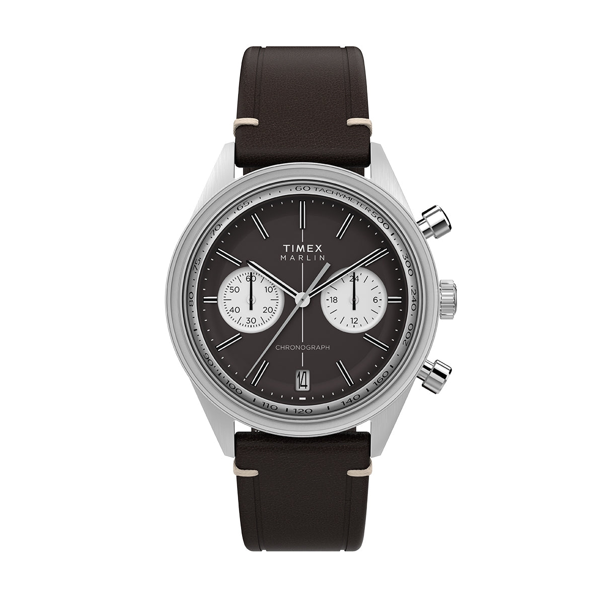 TIMEX WATCHES Mod. TW2Y24700 elegant chronograph with black dial and leather strap