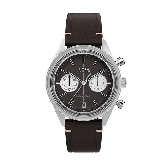 TIMEX WATCHES Mod. TW2Y24700 elegant chronograph with black dial and leather strap