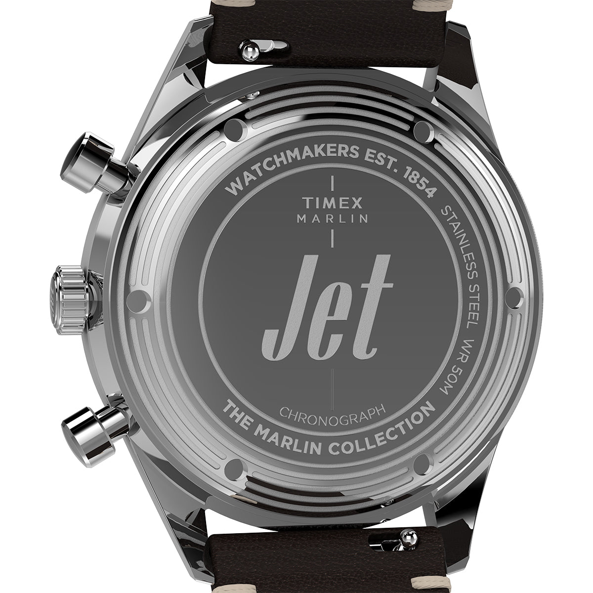 Back view of TIMEX WATCHES Mod. TW2Y24700 featuring stainless steel chronograph from the Marlin Collection.