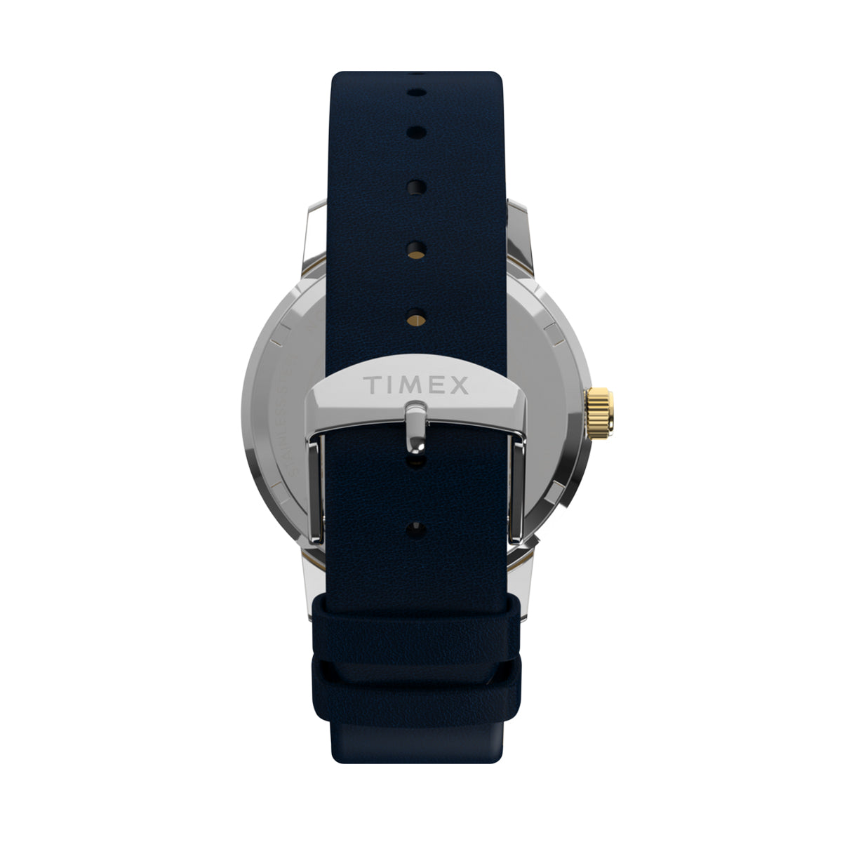 Back view of TIMEX WATCHES Mod. TW2Y47900 with black strap and silver buckle.