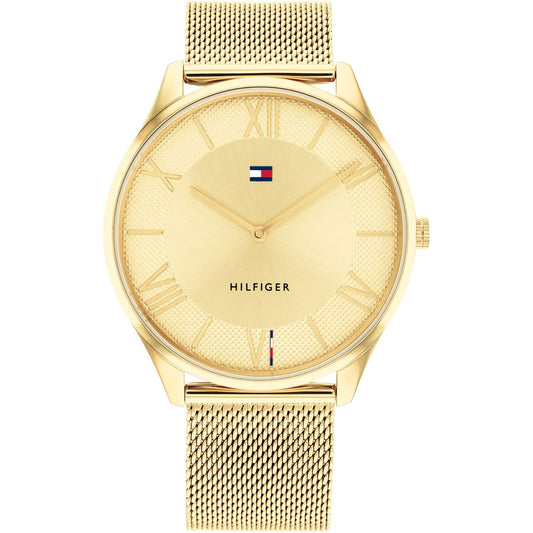 TOMMY HILFIGER Mod. 1710515 gold gent watch with quartz movement, mineral dial, 43mm case, on mesh bracelet, official packaging.