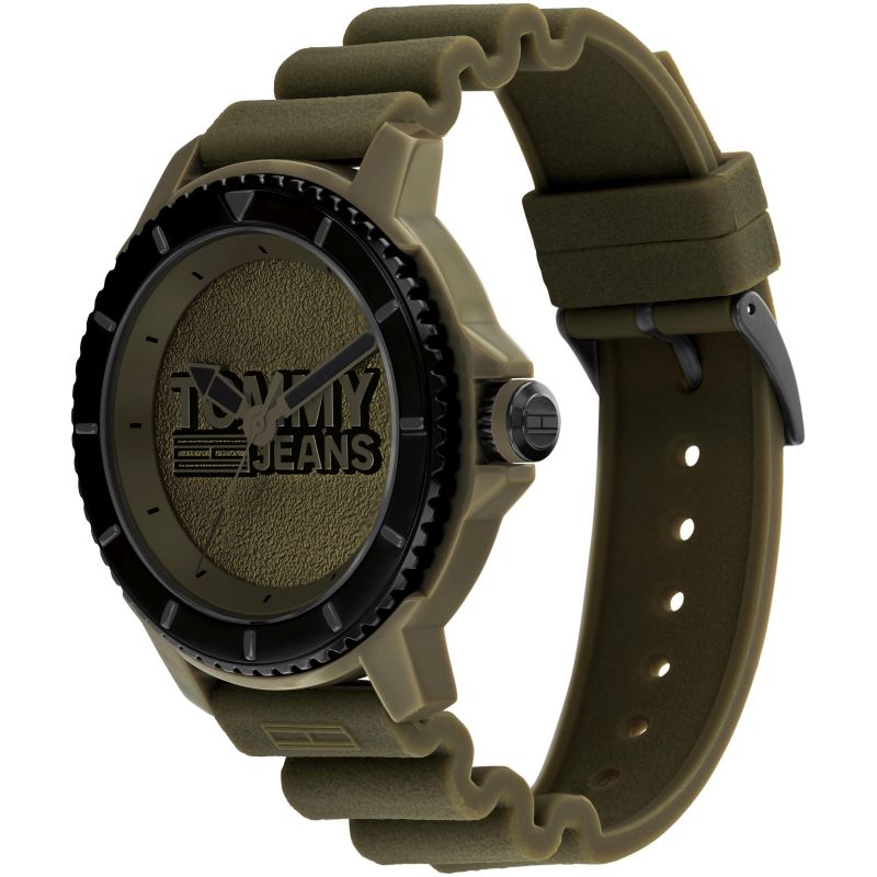 TOMMY HILFIGER Mod. 1792002 mens quartz watch with green strap, 45mm case, multifunction, water resistant 3 ATM, in official box