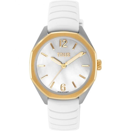 TOUS WATCHES Mod. 3000141100 with white silicone strap and gold-tone bezel