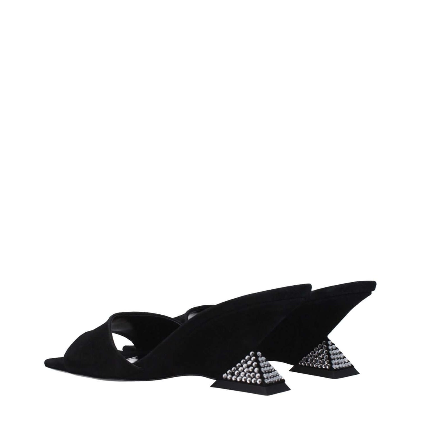 The Attico Black Leather Platform Sandals