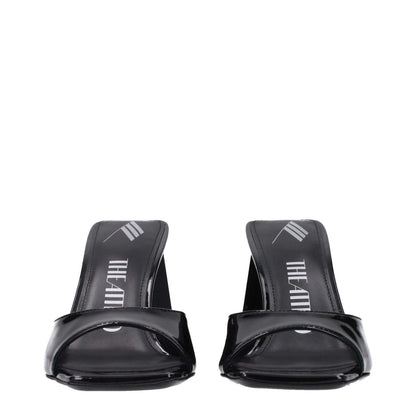 The Attico Black Leather Stiletto Heel Sandals