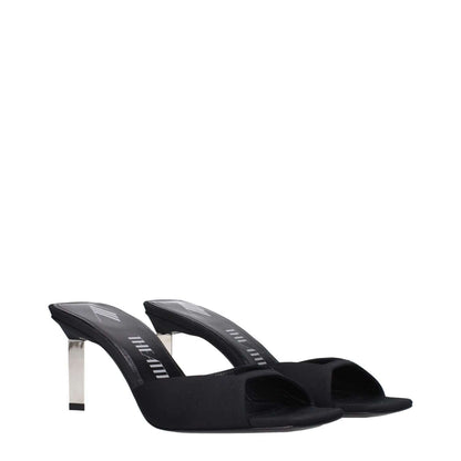 The Attico Black Satin Stiletto Heel Sandals with open toe and mid heels, leather sole, style S774V015100.
