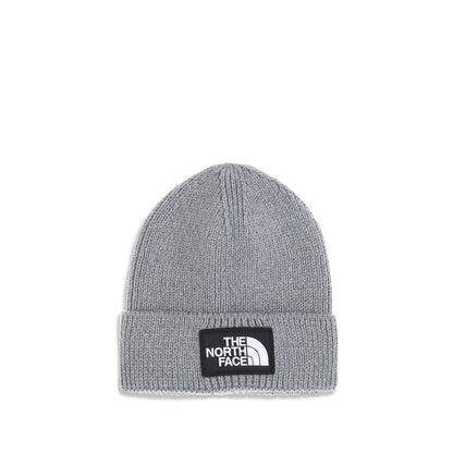 The North Face Gray Marabou Beanie showcasing ribbed fabric and logo patch for AW25.