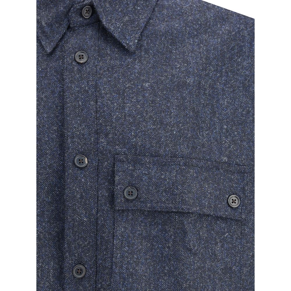 Thom Browne Blue Wool Dress Shirt