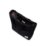 Thom Browne Multi pocket tote bag in black with two top handles, two front patch pockets, internal zip pocket, includes dust bag.