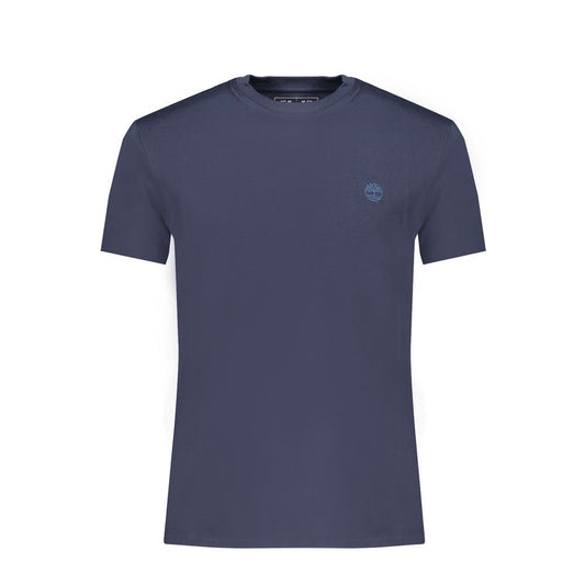 Timberland Blue Cotton Men TShirt, slim-fit, crew neck, with embroidered logo for luxury casual wear.