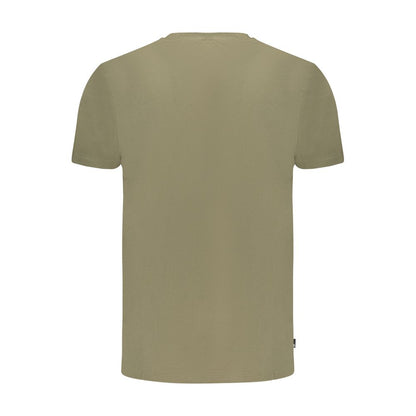 Back view of Timberland Green Cotton Men T-Shirt with short sleeves and crew neck, showcasing a classic fit in premium cotton fabric.