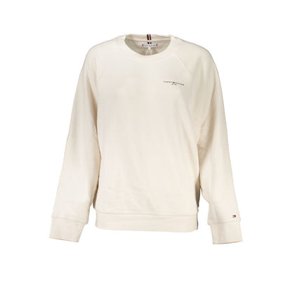 Tommy Hilfiger Beige Cotton Women Sweater with crew neck and logo detailing.