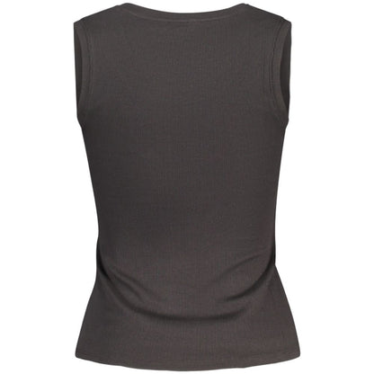 Tommy Hilfiger Black Cotton Tank Top with wide neckline and logo embroidery, made from 95% regenerative cotton.
