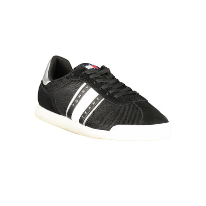 Tommy Hilfiger Black Polyester Women Sneaker with eco-conscious material and iconic logo for modern style