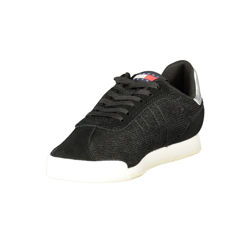 Tommy Hilfiger Black Polyester Women Sneaker with eco-friendly design and contrasting details for a stylish and sustainable look.