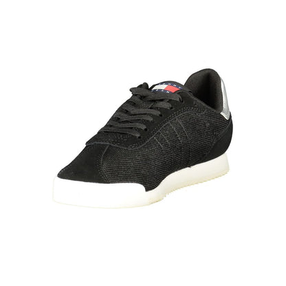 Tommy Hilfiger Black Polyester Women Sneaker with eco-friendly design and contrasting details for a stylish and sustainable look.