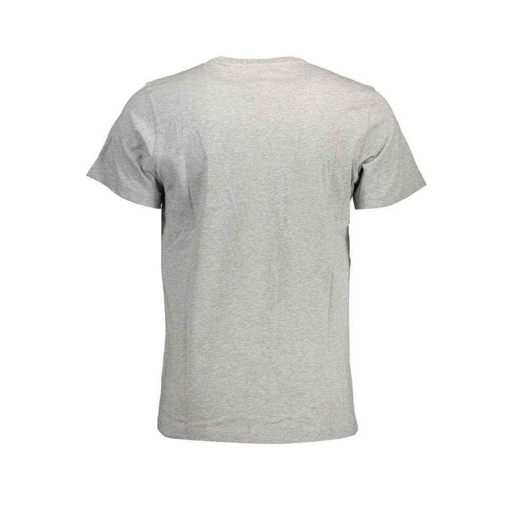 Back view of gray cotton t-shirt similar style to Tommy Hilfiger Brown Cotton Men T-Shirt