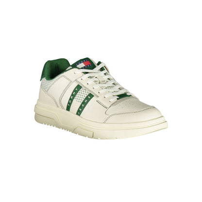 Tommy Hilfiger Green Leather Men Sneaker with logo and removable insole