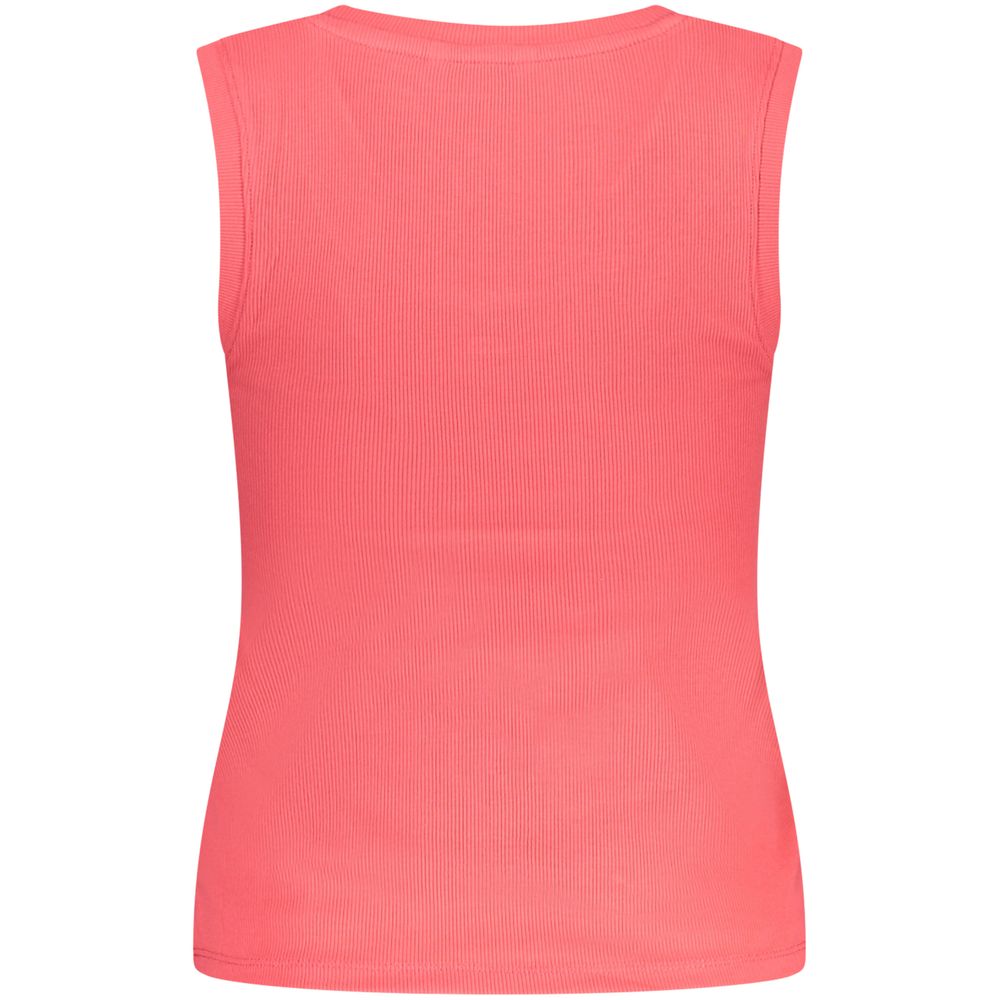 Tommy Hilfiger Pink Cotton Tank Top with wide neckline and logo embroidery, made of 95% regenerative cotton.