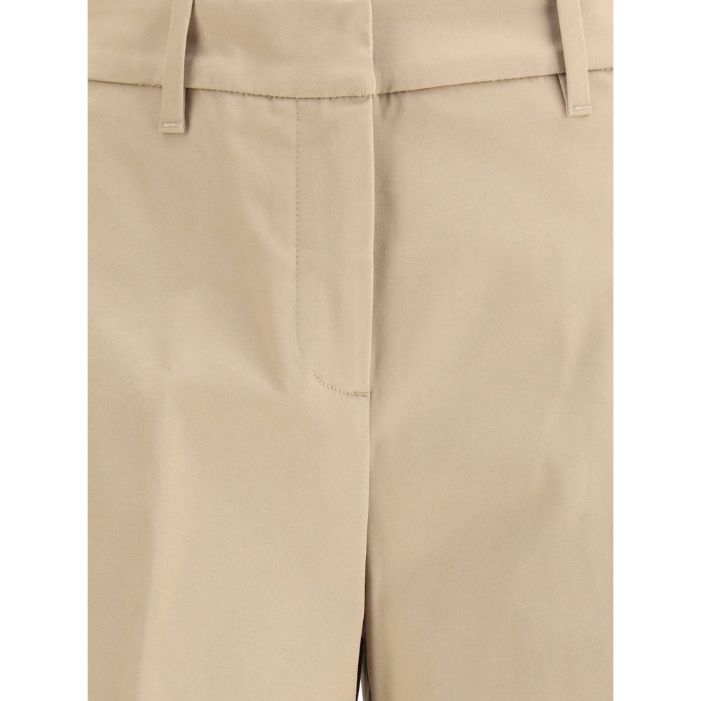 True Royal Beige Cotton Casual Pants in wide-leg style with belt loops and zip closure, perfect for contemporary looks.