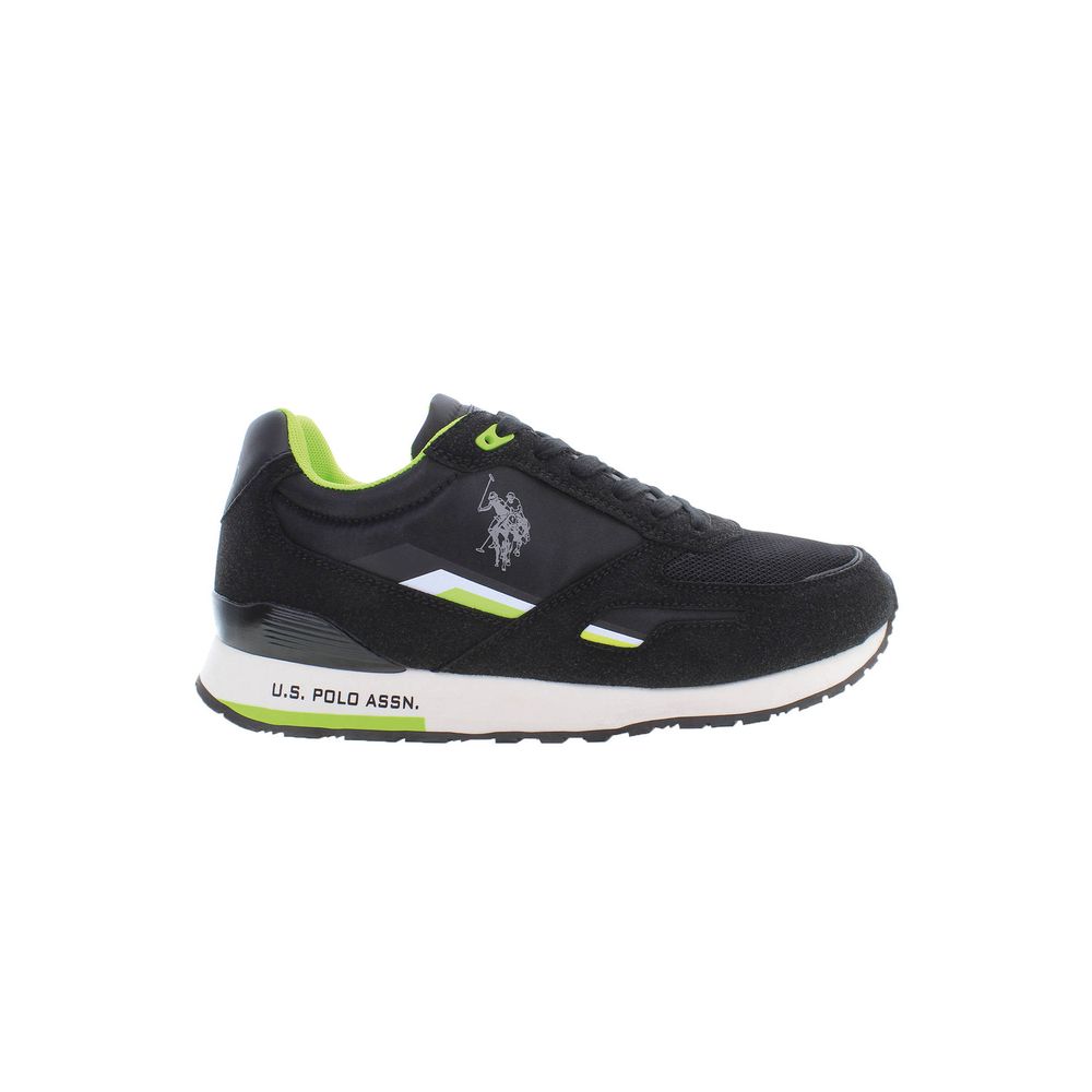 U.S. POLO ASSN. Black Polyester Sneaker with laces and contrasting details featuring logo, ideal for sport activities.