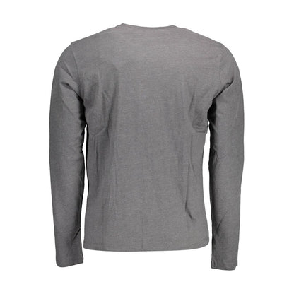 Back view of U.S. POLO ASSN. Brown Cotton Men T-Shirt with long sleeves and crew neck design