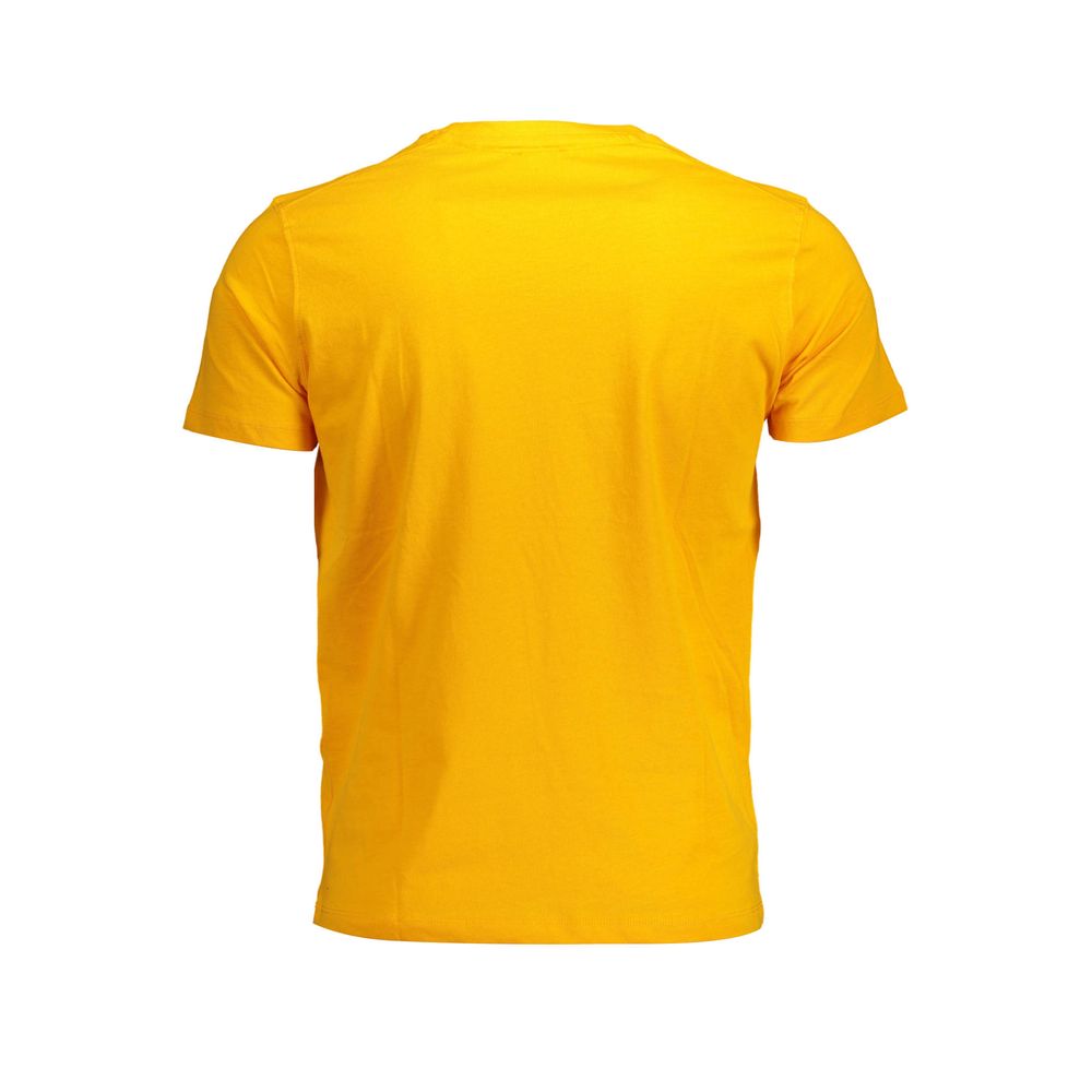 Back view of U.S. POLO ASSN. Orange Cotton Men T-Shirt showcasing classic design and vibrant hue.