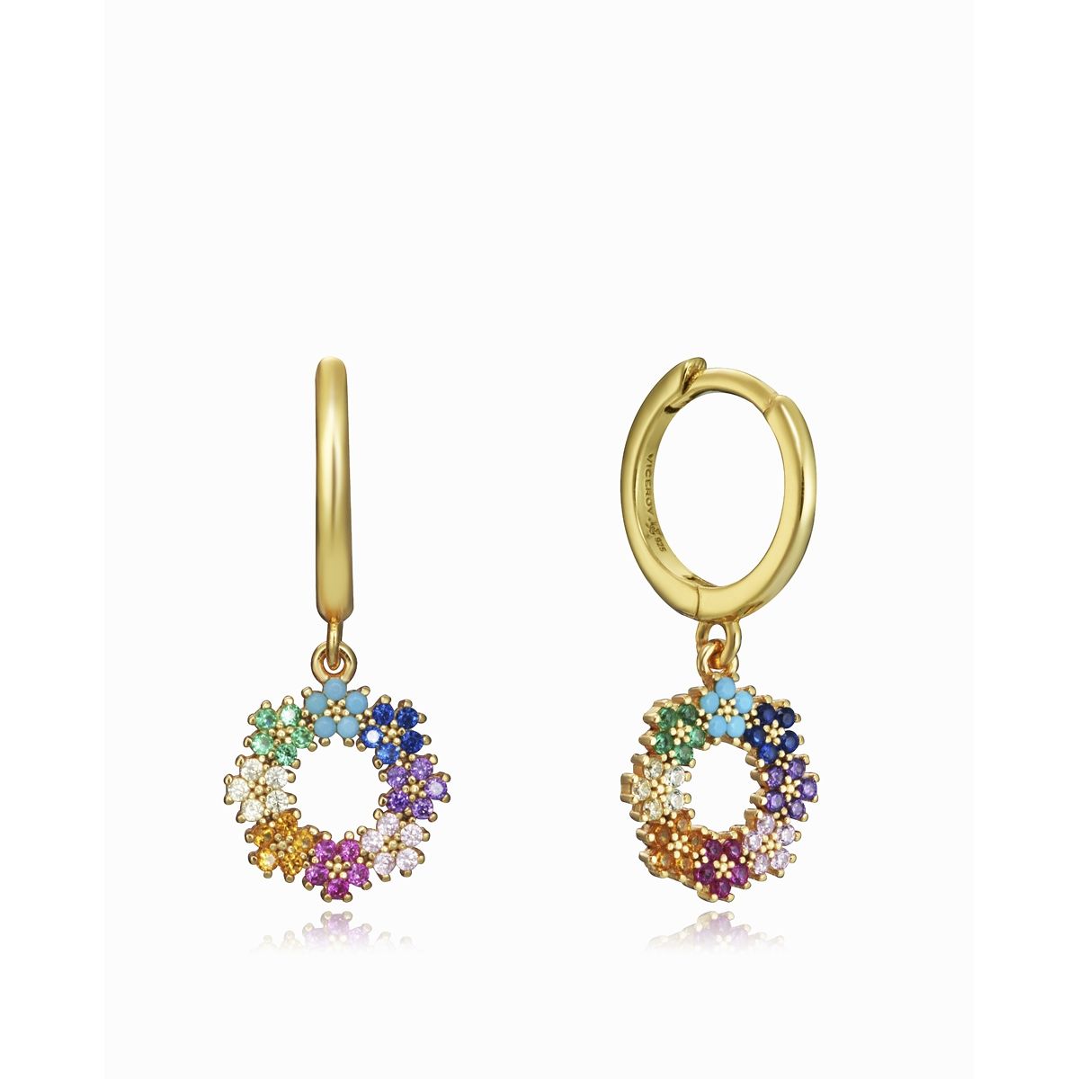 VICEROY JEWELS Mod. 13049E100-39 silver 925° ladies' earrings with colorful gemstones, official packaging, vibrant and elegant design.