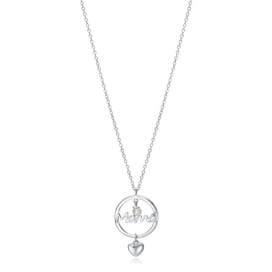 Silver necklace for ladies by VICEROY JEWELS Mod. 13054C000-60 with quartz analog dial and heart accent, water resistant 3 ATM.