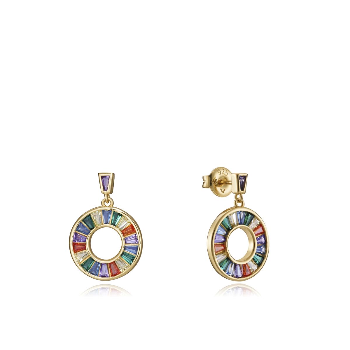 VICEROY JEWELS Mod. 15115E000-39 Lady Earrings in Silver 925°, featuring a colorful gemstone design, presented in an official box.