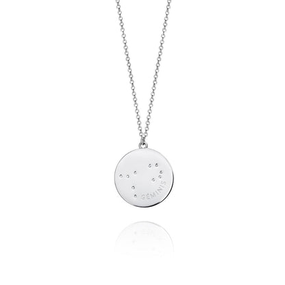 Silver necklace for ladies, VICEROY JEWELS Mod. 61014C000-38G, in official packaging, featuring a Gemini engraved pendant, crafted from Silver 925°.