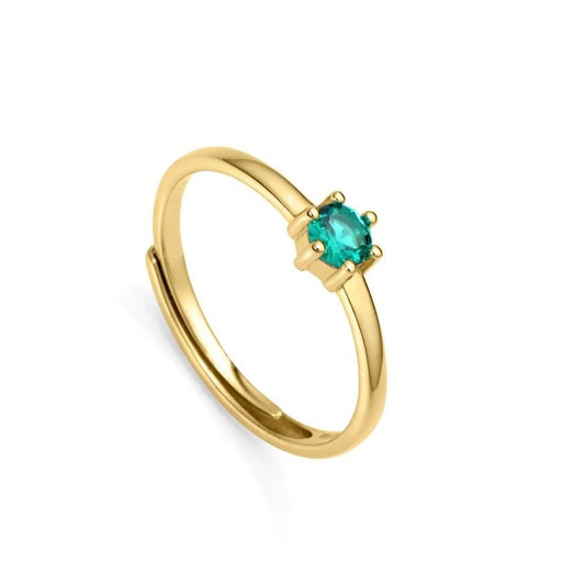 Elegant gold ring with a green gemstone setting, similar to VICEROY JEWELS Mod. 9115A015-32 design, perfect for any occasion.