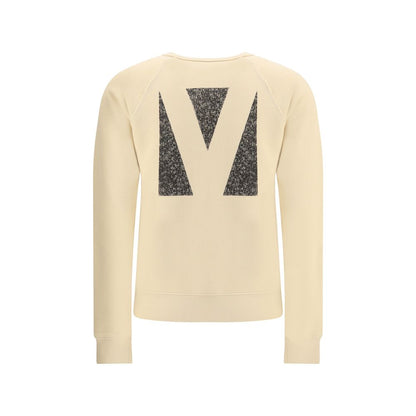 Back view of Valentino Beige Cotton Sweatshirt with graphic print and ribbed cuffs
