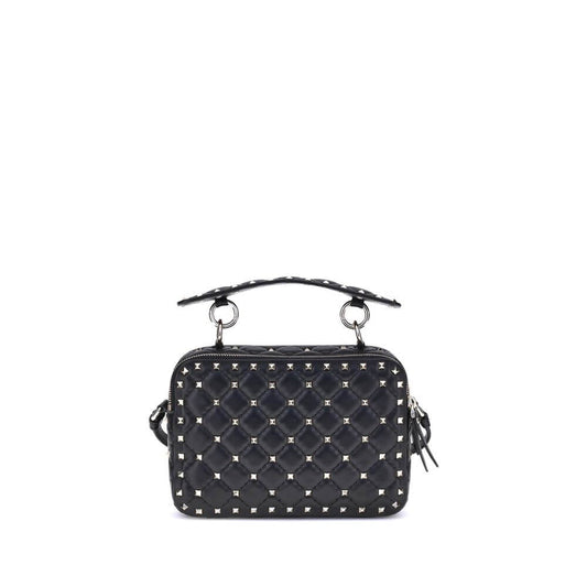 Valentino Garavani Black Lamb Ovis Aries Aries Shoulder Bag with diamond-quilted design and gold-tone Rockstuds