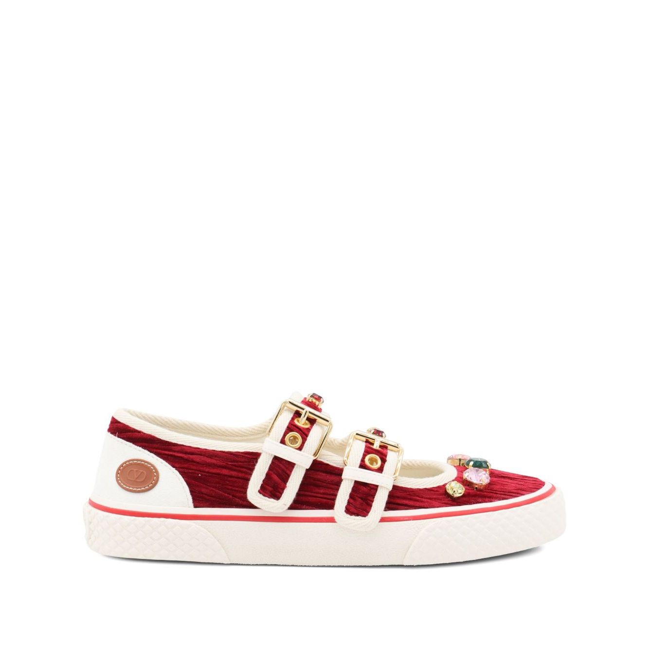 Valentino Garavani Jewel-embellished buckle sneakers